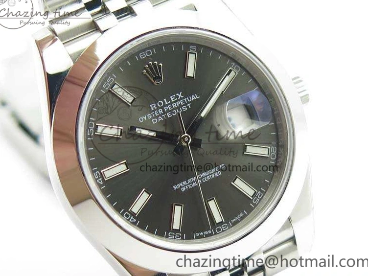 MiroTime 0701 DateJust Smooth Bezel SS Noob 1:1 Best Edition Gray Sticks Dial On Jubilee Bracelet A Packable 3505